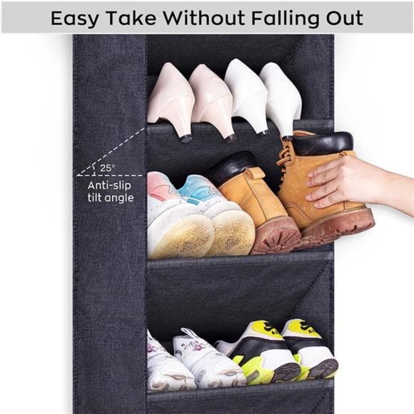 Shoe Rack for Door with Large Deep Pocket,Hanging Door Shoe Organizer for Closet - Picture 6 of 7